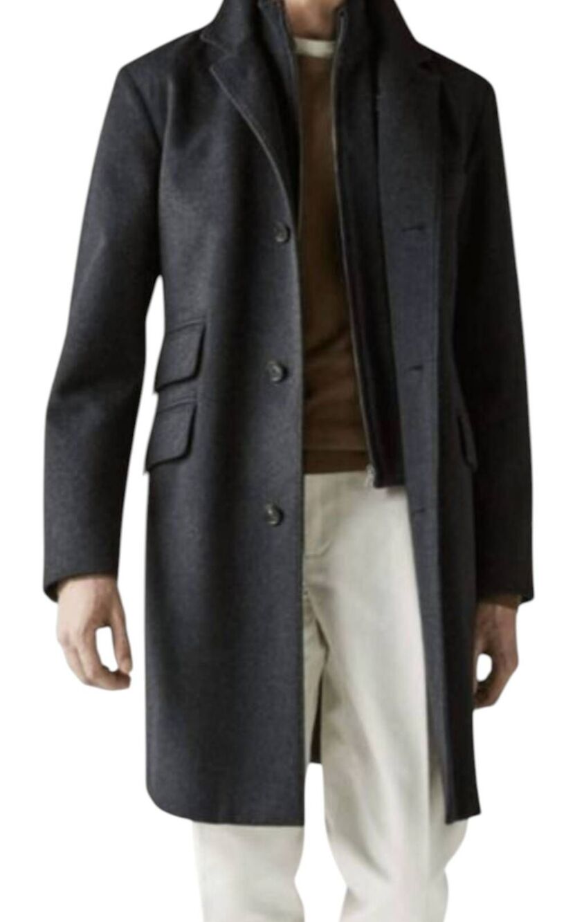 LANIFICIO NESTI ONELIO Wool & Cashmere Overcoat Size XL